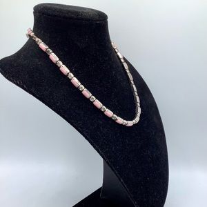 Vintage pink & clear rhinestone choker necklace as-is